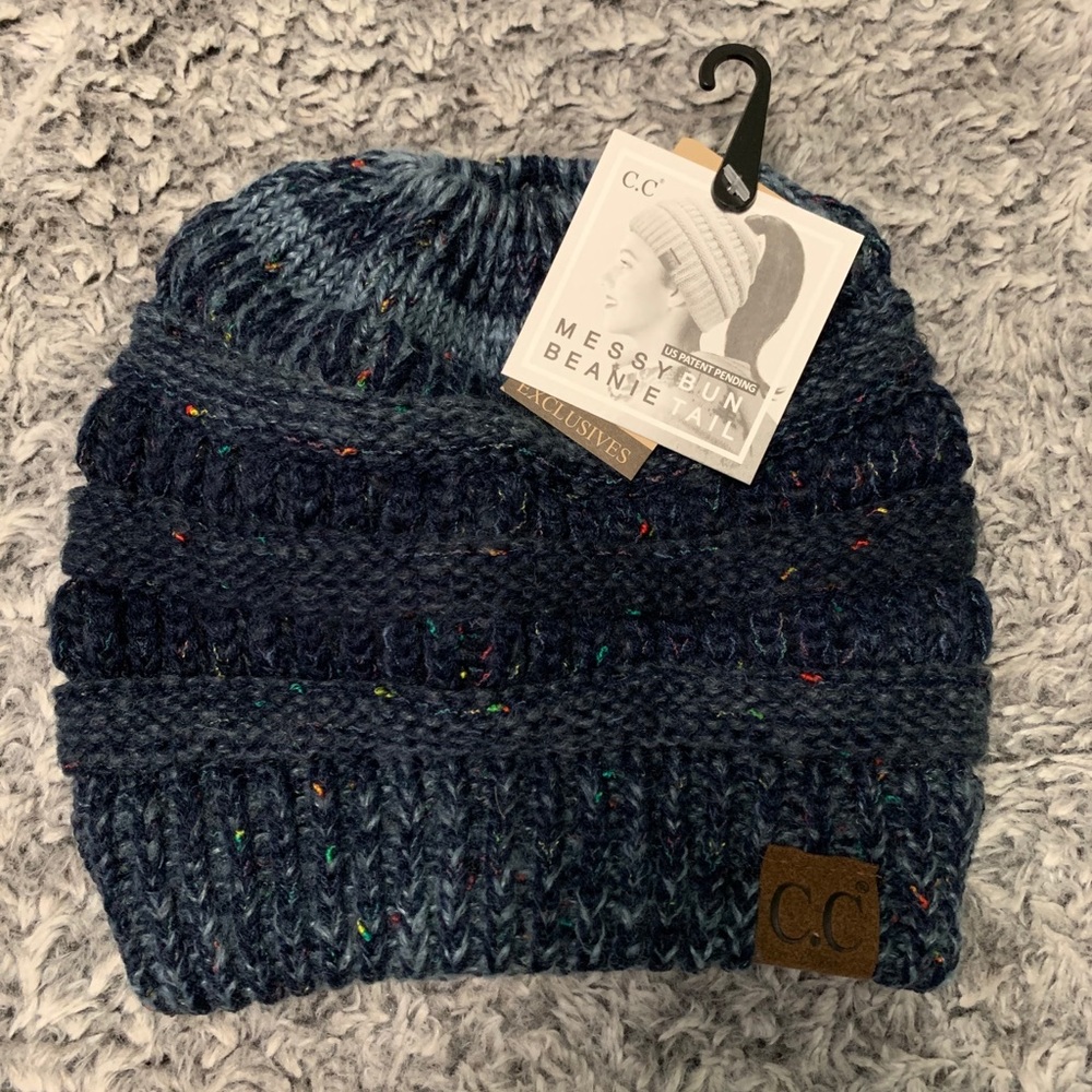 C.C. Top knot beanie